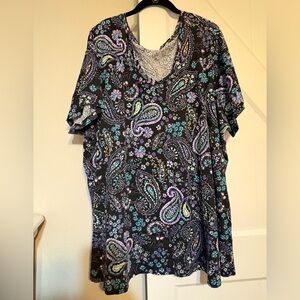 Woman Within Black Paisley V-Neck Tunic